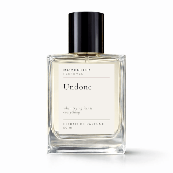 Sandalwood Cardamom Perfume — Undone - premium long lasting sandalwood leather perfume bottle on white background
